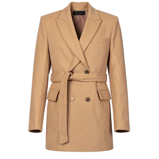Camel Belted Wool Coat