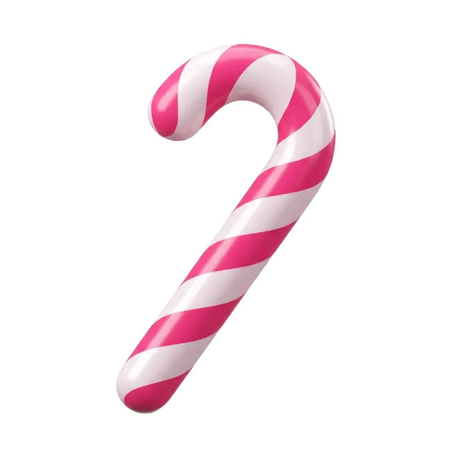 Candy Cane with Pink and White Stripes