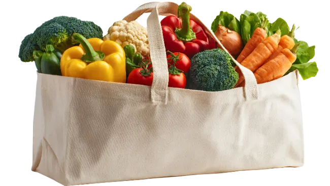 Canvas Grocery Bag Filled with Fresh Vegetables