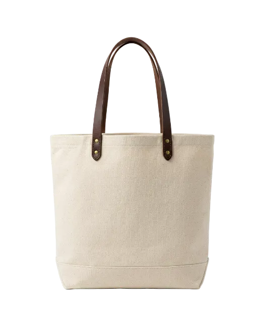 Canvas Tote Bag with Brown Leather Handles