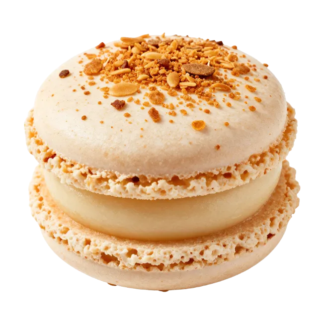 Caramel Macaron Cookie with Crushed Nuts