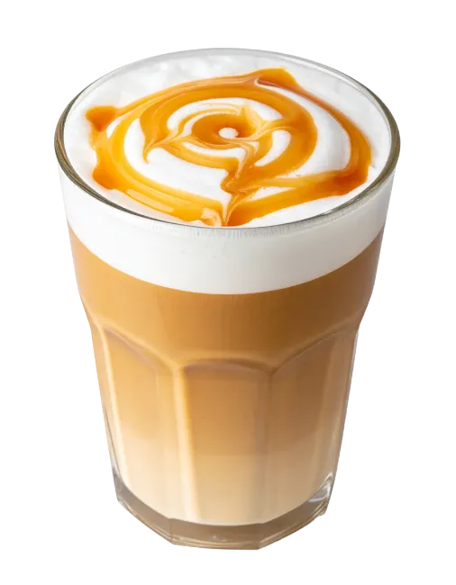 Caramel Macchiato Coffee in Glass Cup