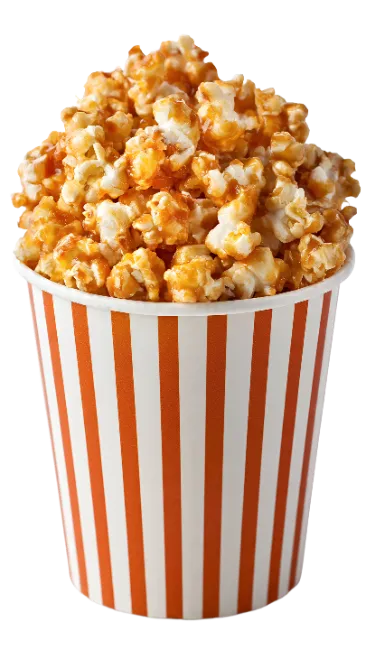 Caramel Popcorn in Striped Bucket