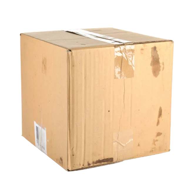 Cardboard shipping box isolated on black