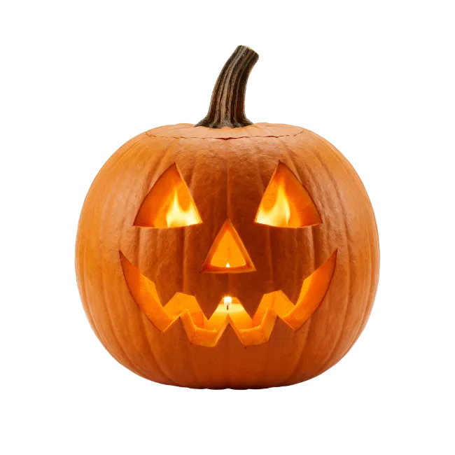 Carved Jack o Lantern with Glowing Candle