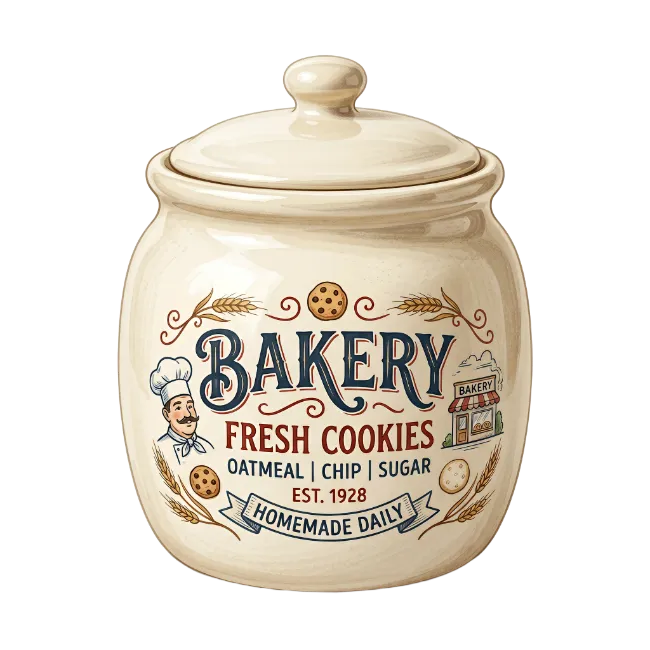 Ceramic Bakery Cookie Jar With Lid