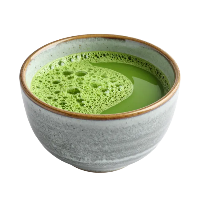 Ceramic Bowl of Fresh Green Matcha Tea