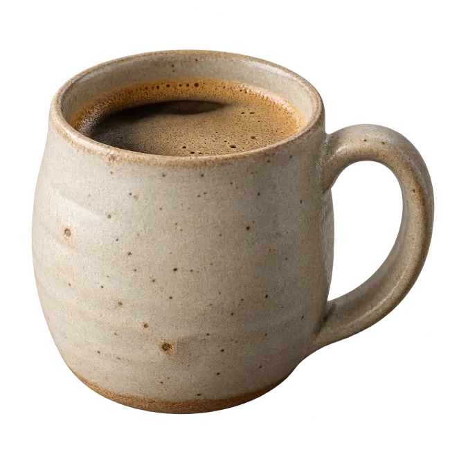 Ceramic coffee mug filled with fresh coffee