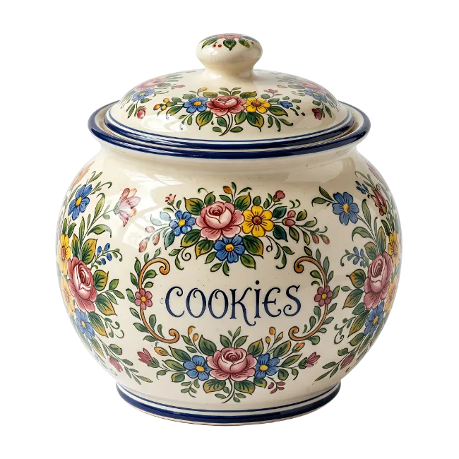 Ceramic Cookie Jar with Floral Pattern
