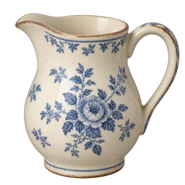Ceramic Cream Pitcher with Blue Floral Pattern