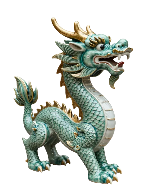 Ceramic Green Dragon Figurine