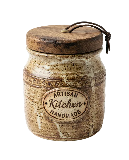 Ceramic Kitchen Storage Jar With Wooden Lid