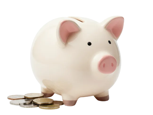 Ceramic Piggy Bank With Coins