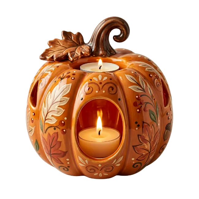 Ceramic Pumpkin Candle Holder