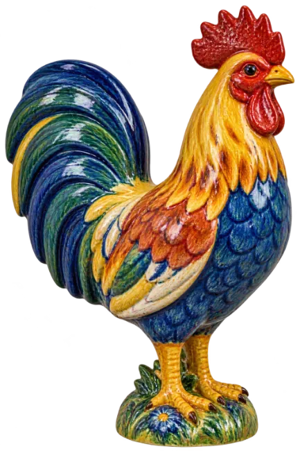 Ceramic Rooster Figurine Statue