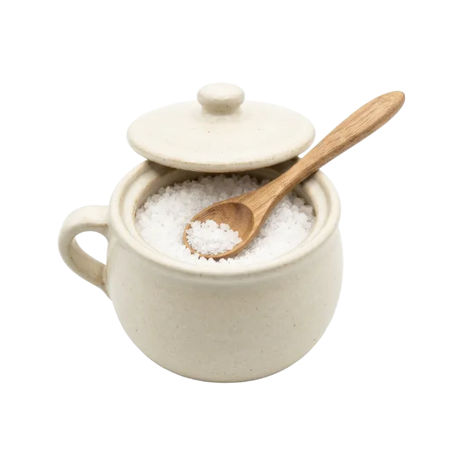 Ceramic Salt Cellar with Wooden Spoon