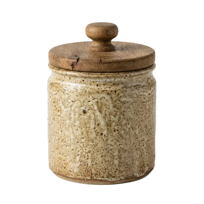 Ceramic Storage Jar With Wooden Lid