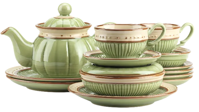 Ceramic Tea Set with Teapot and Cups