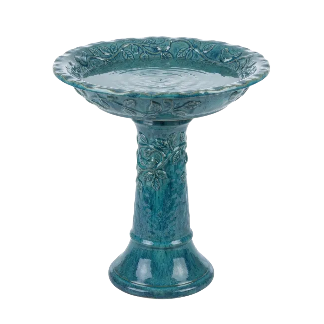Ceramic Teal Bird Bath