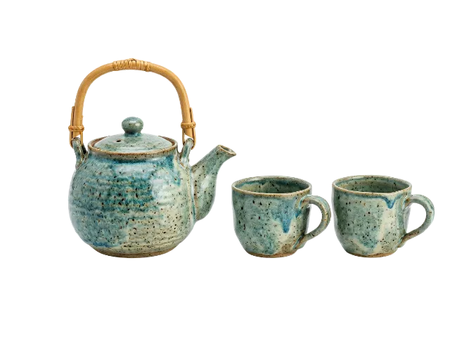 Ceramic Teapot and Two Cups Set