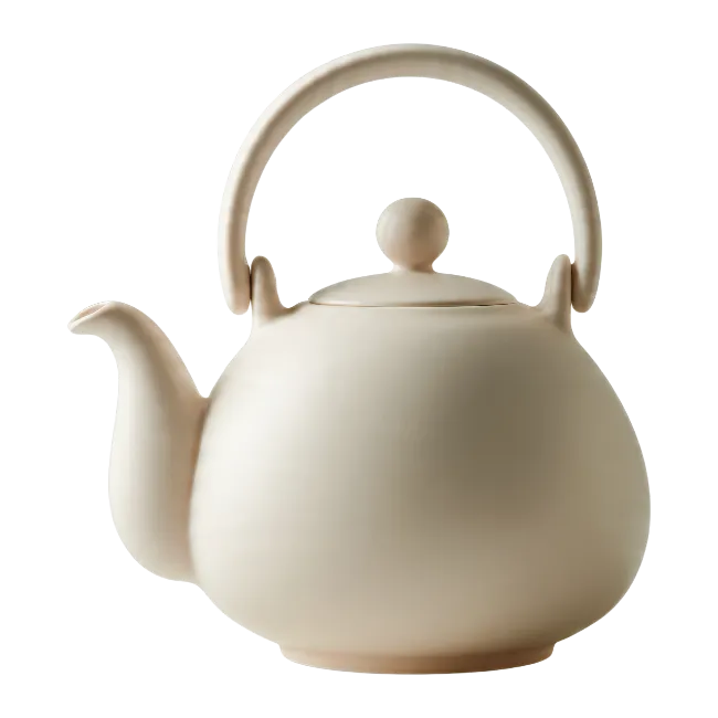 Ceramic Teapot with Lid and Curved Handle