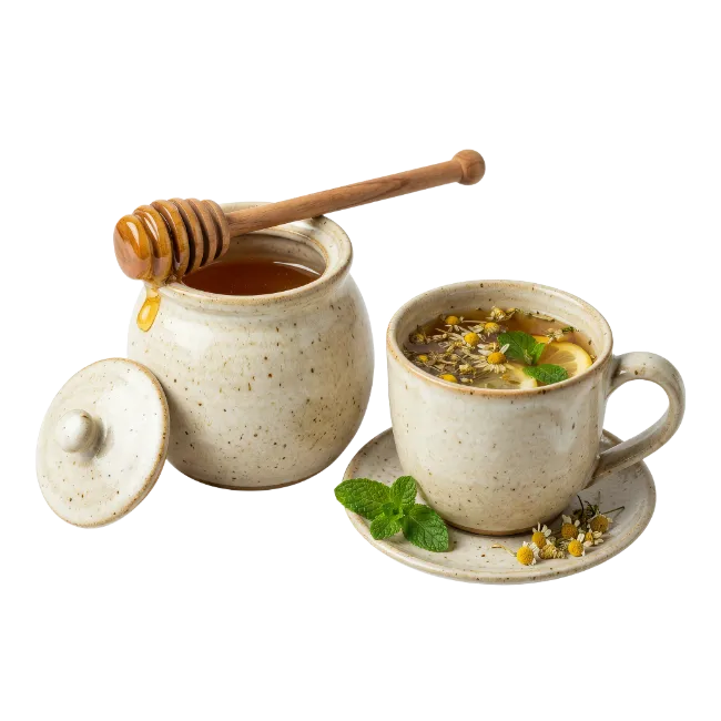 Chamomile Tea Cup and Honey Jar