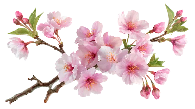 Cherry Blossom Branch With Pink Flowers