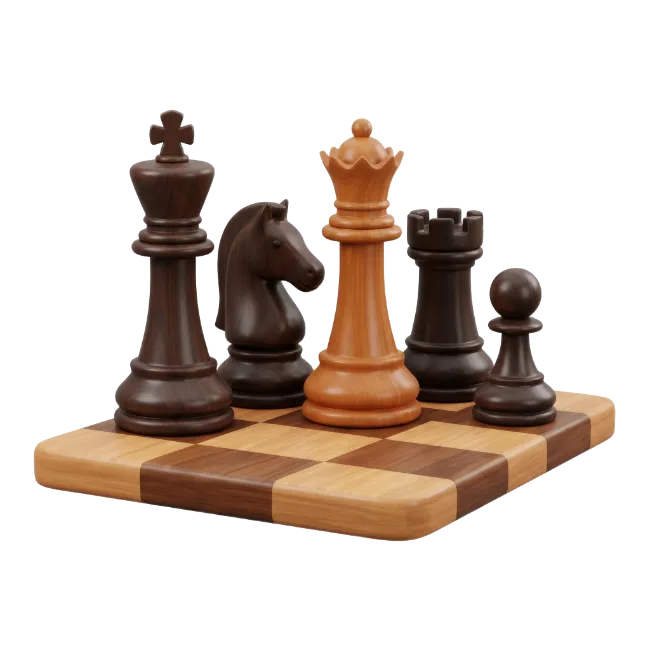 Chess pieces on wooden board