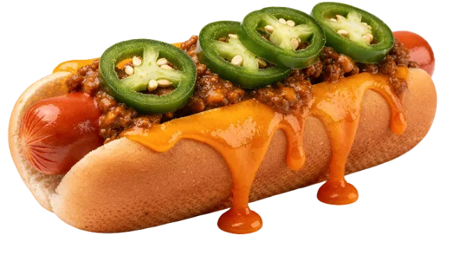 Chili Cheese Hot Dog with Jalapenos