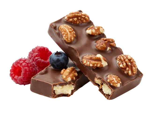 Chocolate bar with walnuts and berries