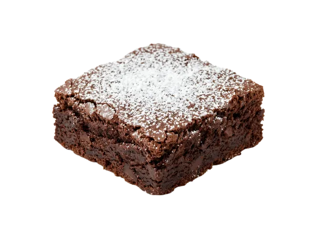 Chocolate Brownie Dusted With Powdered Sugar