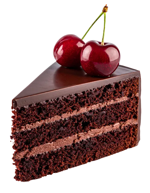 Chocolate Cake Slice With Cherries