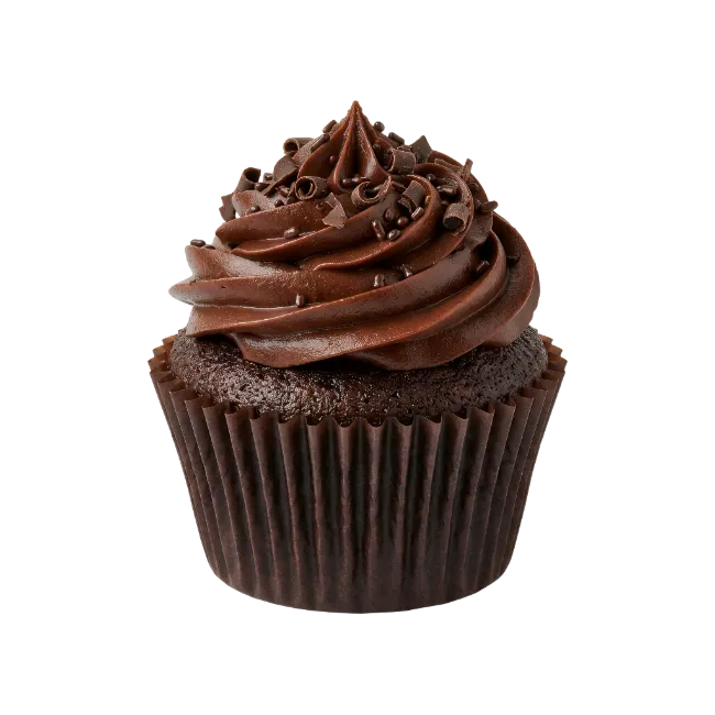 Chocolate cupcake with rich frosting and sprinkles
