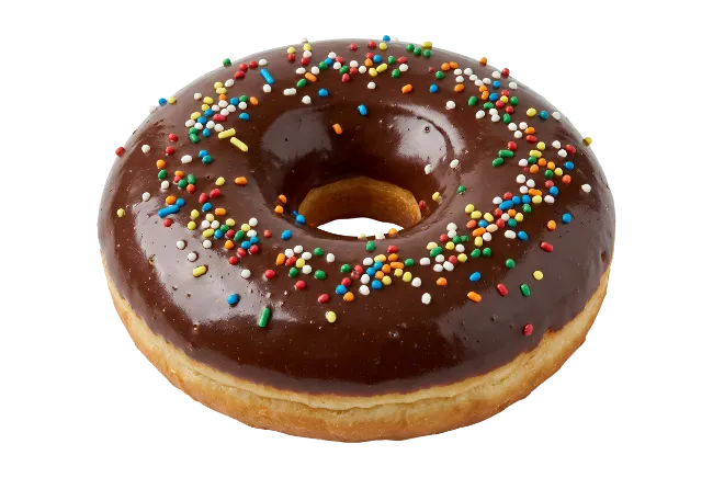 Chocolate Frosted Donut with Colorful Sprinkles