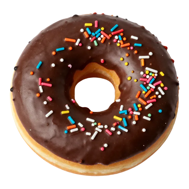 Chocolate Frosted Donut with Colorful Sprinkles