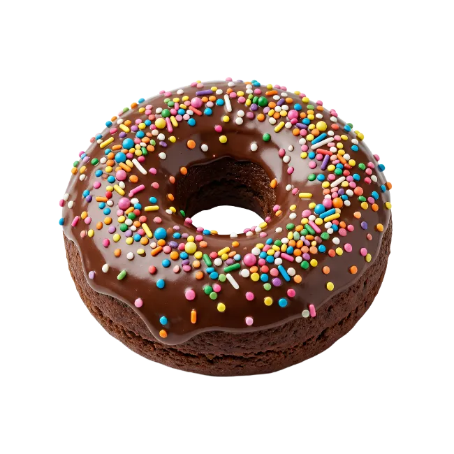 Chocolate Frosted Donut with Colorful Sprinkles