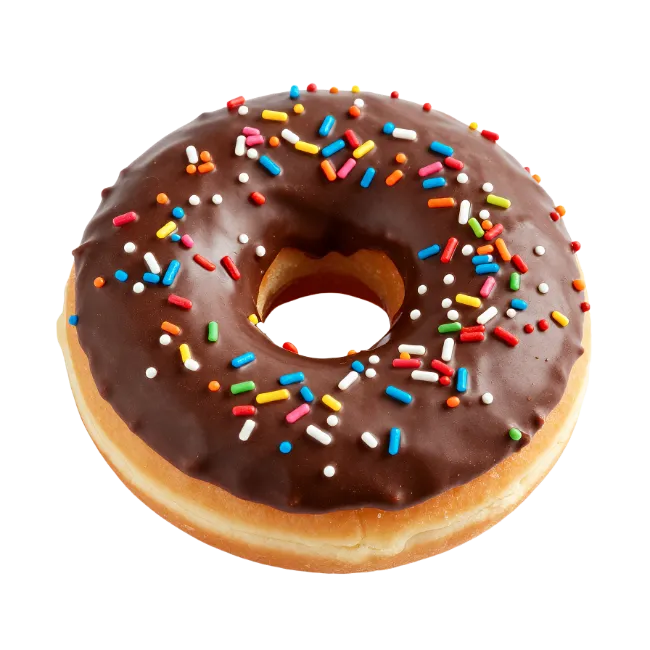 Chocolate Frosted Donut with Rainbow Sprinkles