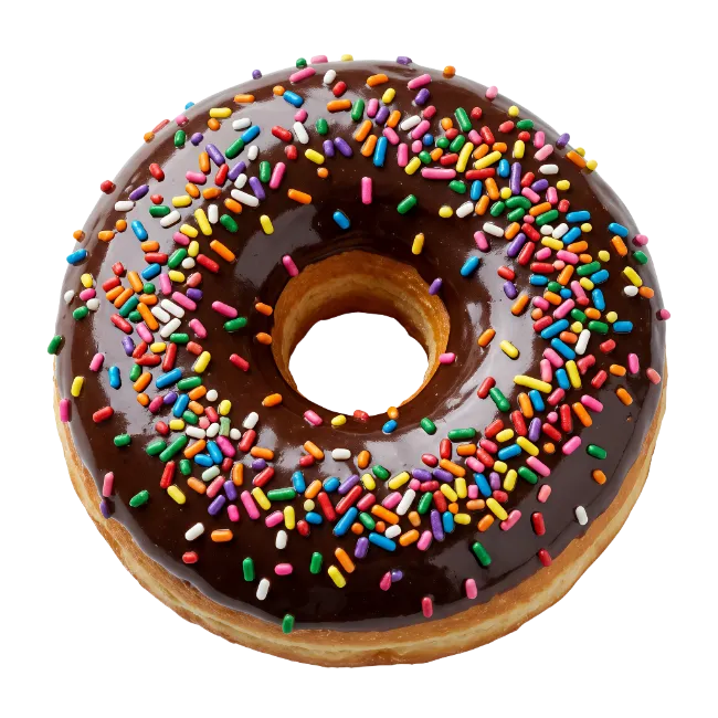 Chocolate Frosted Donut with Rainbow Sprinkles