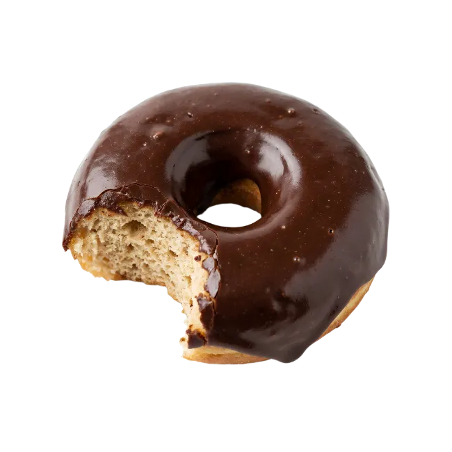 Chocolate Glazed Donut with Bite Taken