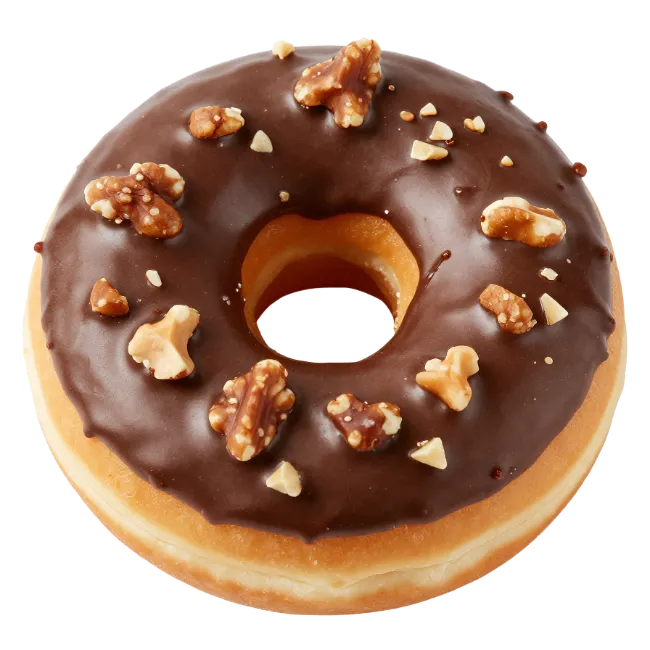 Chocolate Glazed Donut with Walnuts