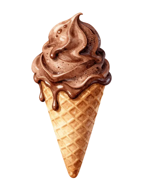 Chocolate Ice Cream Cone Illustration