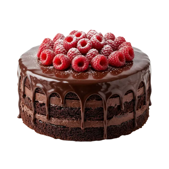 Chocolate Layer Cake with Raspberries