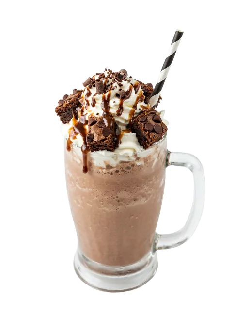Chocolate Milkshake with Brownies and Whipped Cream