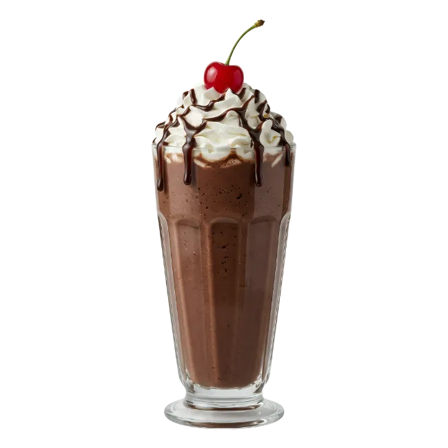 Chocolate Milkshake with Whipped Cream and Cherry