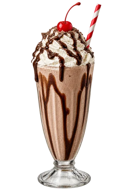 Chocolate Milkshake with Whipped Cream and Cherry
