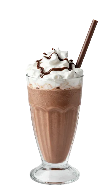Chocolate Milkshake with Whipped Cream and Straw