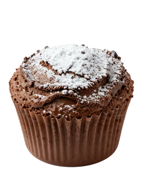 Chocolate Muffin Dusted With Powdered Sugar