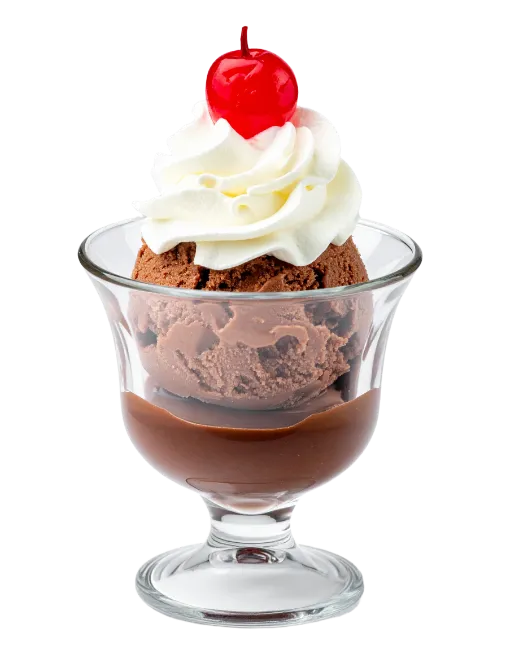 Chocolate Sundae with Whipped Cream and Cherry