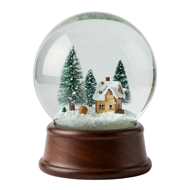 Christmas Snow Globe with House and Trees