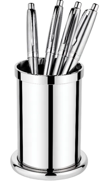 Chrome Desk Organizer with Metal Pens